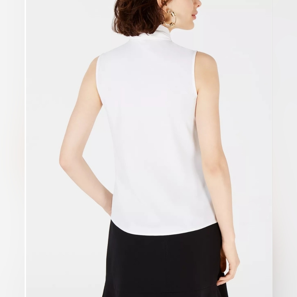 NWT! Bow Neck Tie Front Silky Smooth Women's Bar III Sleeveless Blouse S… - Picture 4 of 11